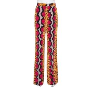 Etro Multicolor Snakeskin Printed Silk Wide Leg Pants